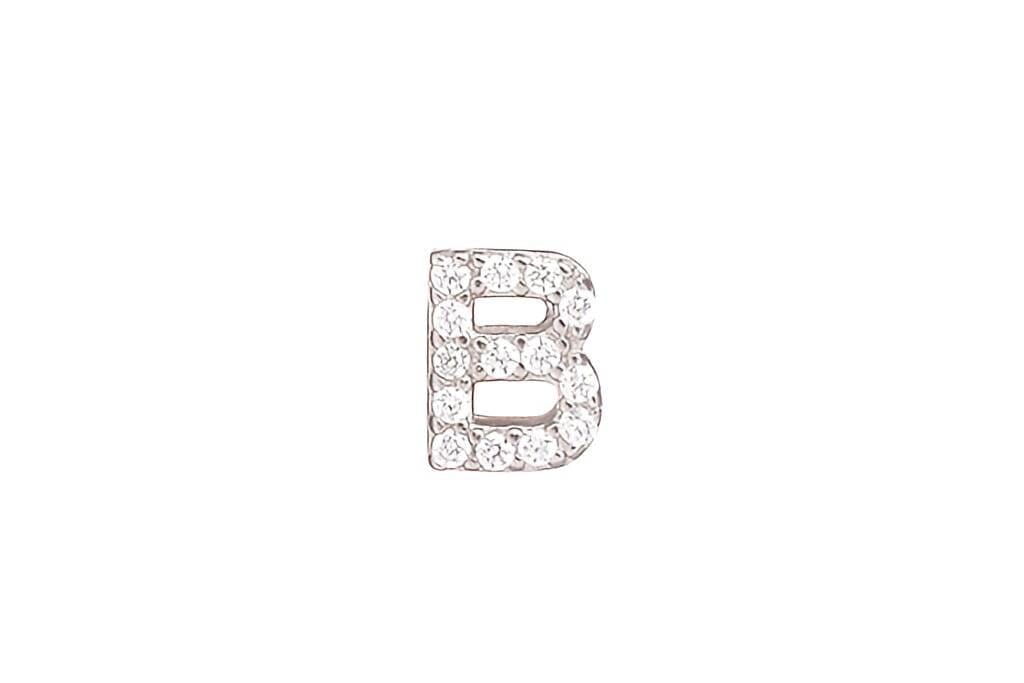 DIAMOND AND STERLING INITIAL STUD