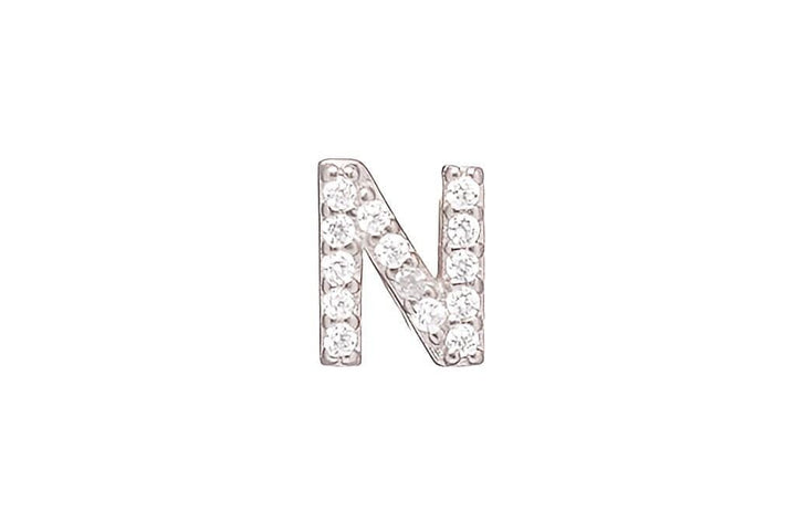 DIAMOND AND STERLING INITIAL STUD