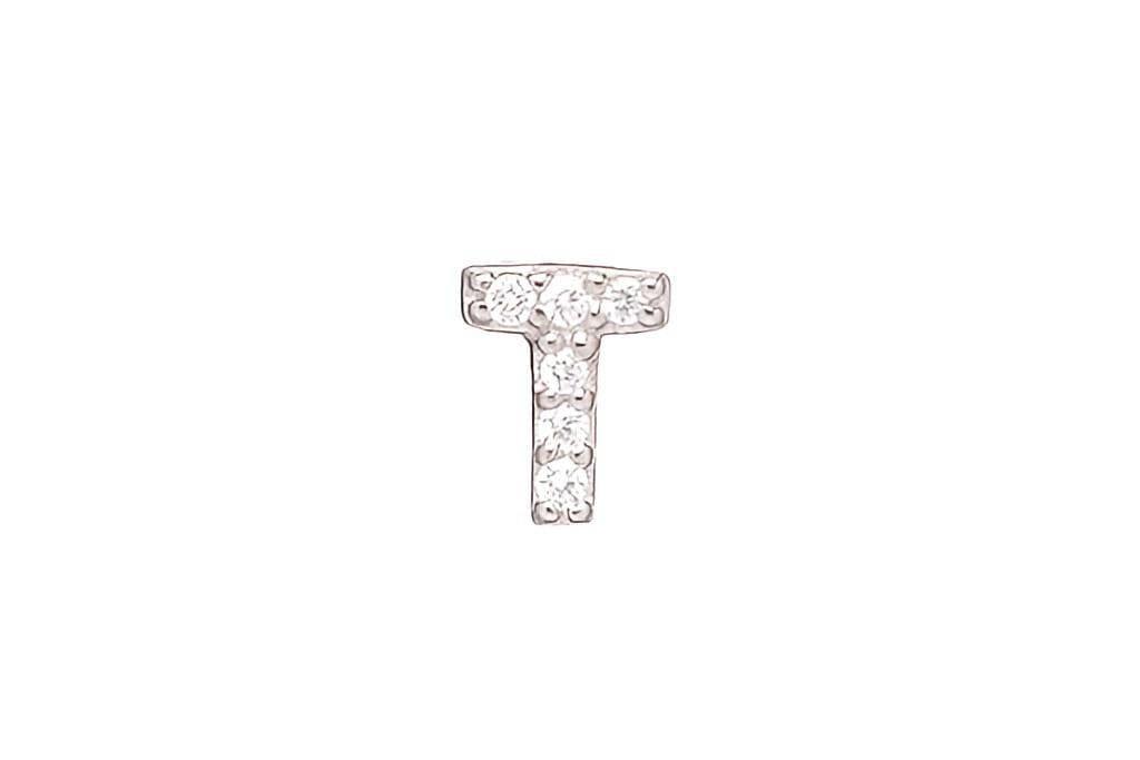 DIAMOND AND STERLING INITIAL STUD