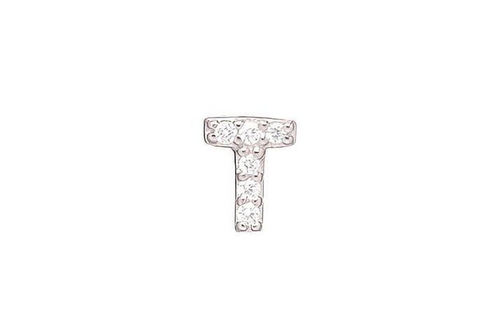 DIAMOND AND STERLING INITIAL STUD